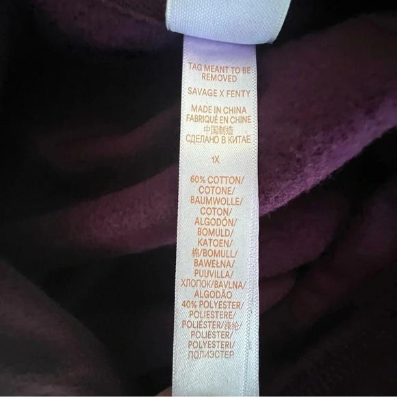 NEW Savage X Fenty Essential Fleece Scope Logo Cropped Hoodie Late night Purple - Picture 12 of 13